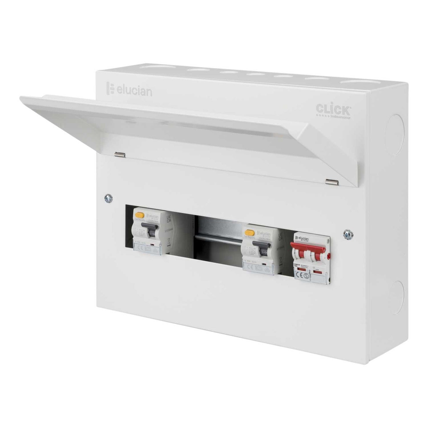 Scolmore Click Elucian 14 Way 4 + 4 Dual 80A Type A RCD Metal Clad Consumer Unit