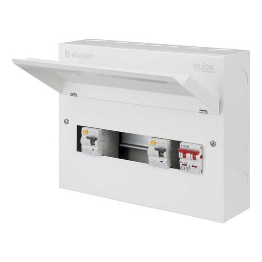 Scolmore Click Elucian 14 Way 4 + 4 Dual 80A Type A RCD Metal Clad Consumer Unit