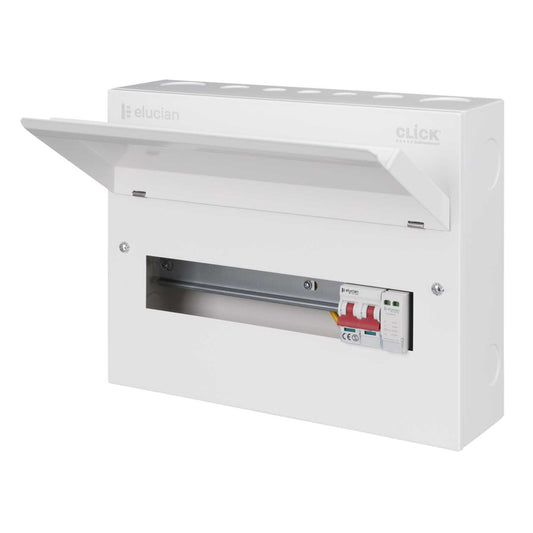 Scolmore Click Elucian 14 Way 100A Isolator Incomer Metal Clad Consumer Unit with Type 2 SPD