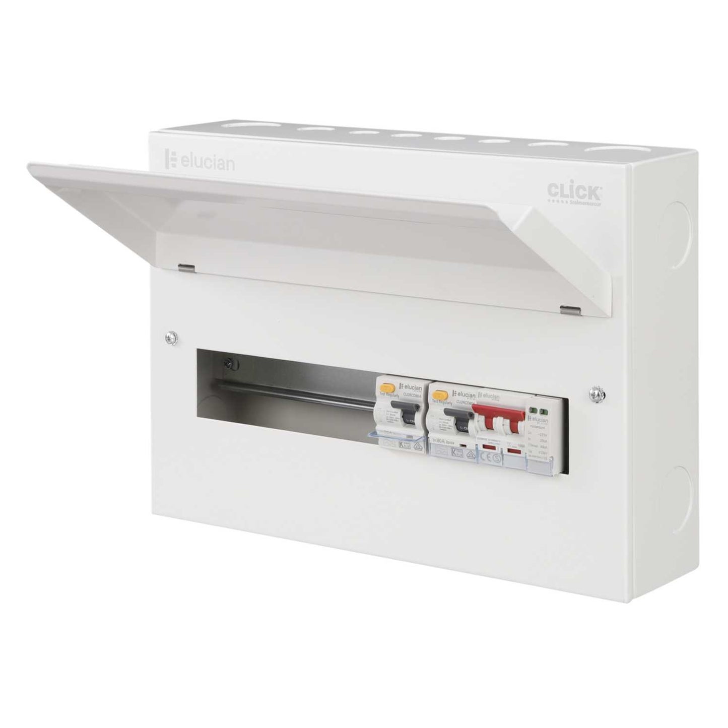 Scolmore Click Elucian 16 Way 4 + 5 Dual 80A Type A RCD Metal Clad Consumer Unit with Type 2 SPD