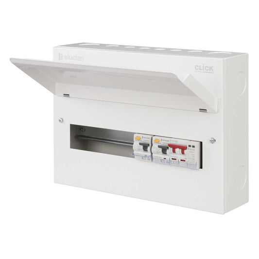 Scolmore Click Elucian 16 Way 4 + 5 Dual 80A Type A RCD Metal Clad Consumer Unit with Type 2 SPD