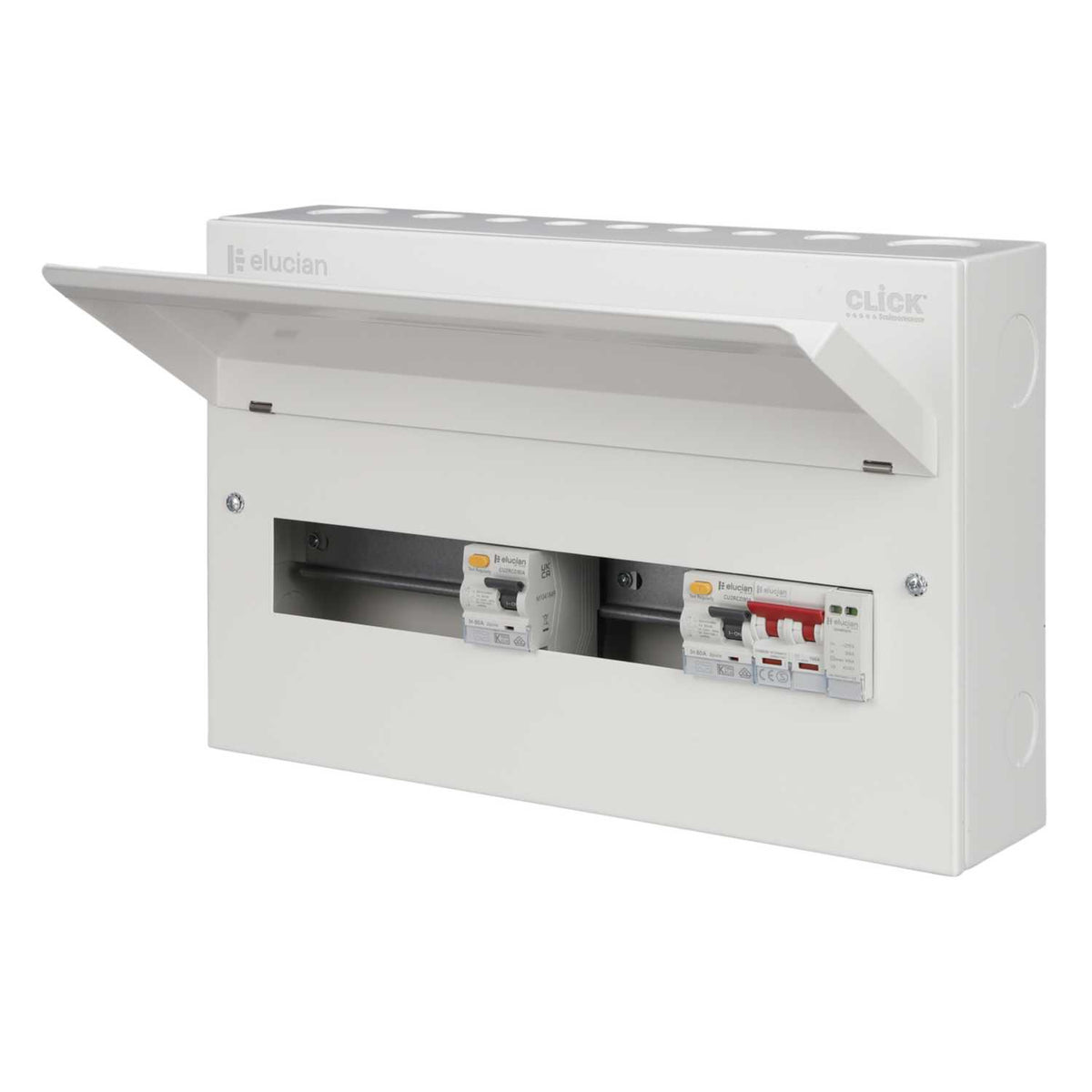 Scolmore Click Elucian 18 Way 5 + 6 Dual 80A Type A RCD Metal Clad Consumer Unit with Type 2 SPD