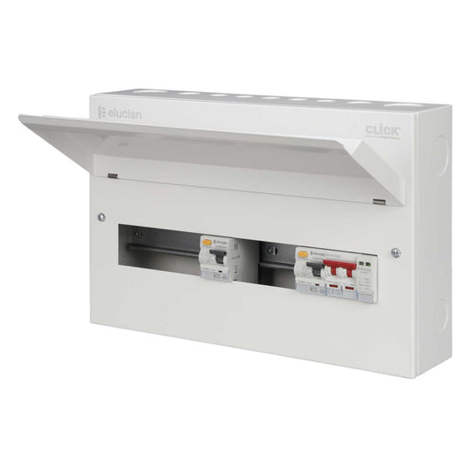 Scolmore Click Elucian 18 Way 5 + 6 Dual 80A Type A RCD Metal Clad Consumer Unit with Type 2 SPD