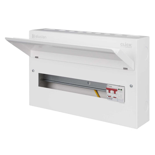 Scolmore Click Elucian 18 Way 100A Isolator Incomer Metal Clad Consumer Unit with Type 2 SPD