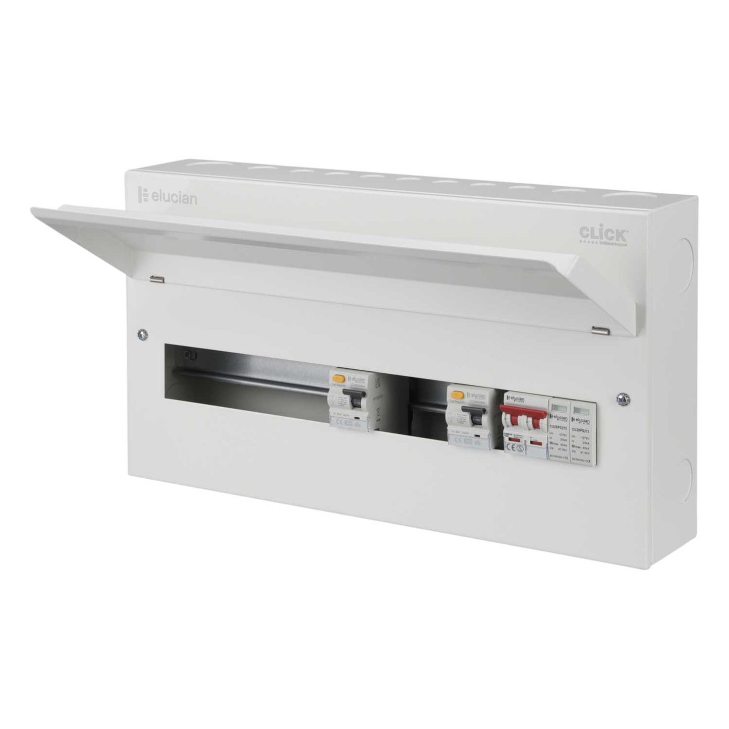 Scolmore Click Elucian 22 Way 7 + 8 Dual 80A Type A RCD Metal Clad Consumer Unit with Type 2 SPD