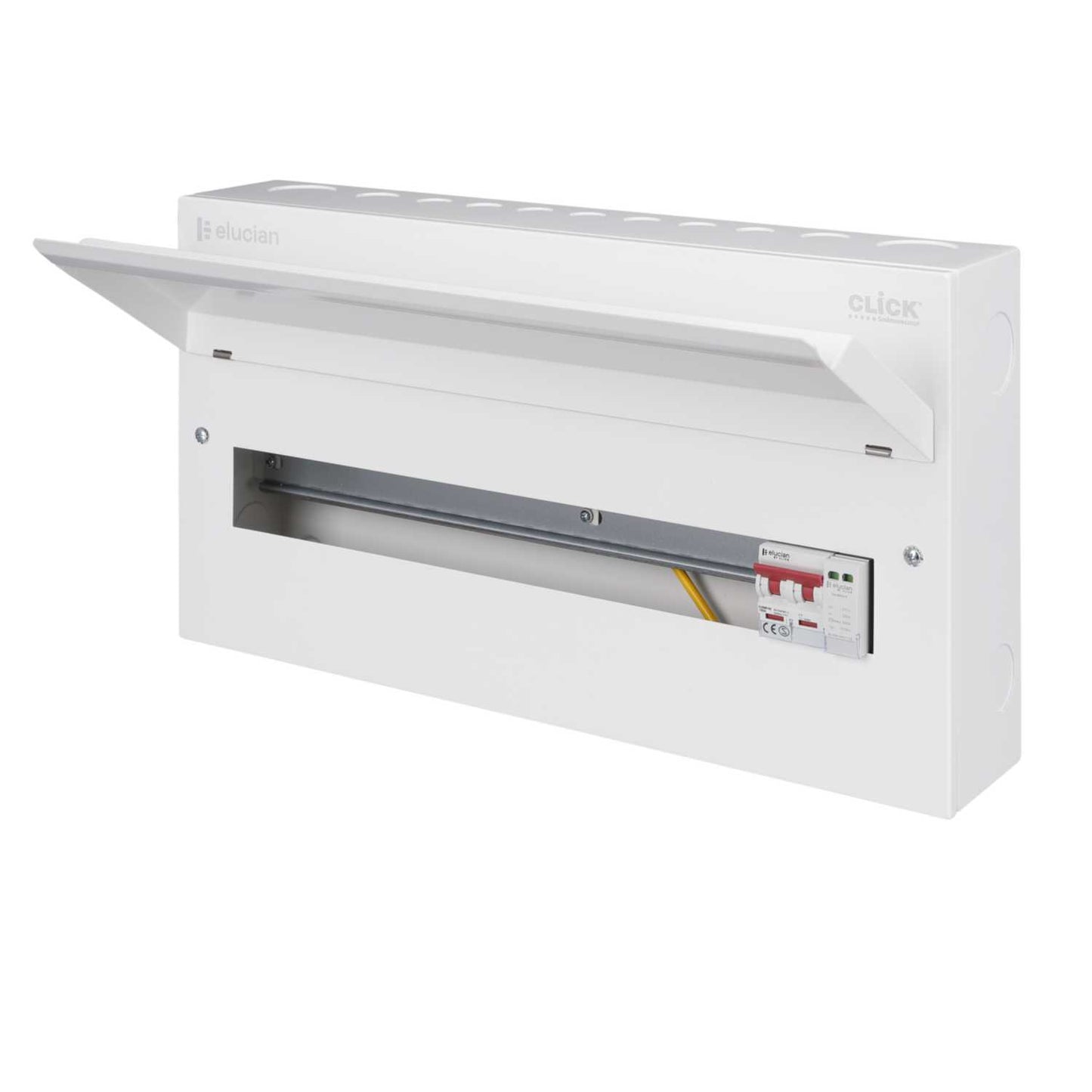 Scolmore Click Elucian 22 Way 100A Isolator Incomer Metal Clad Consumer Unit with Type 2 SPD