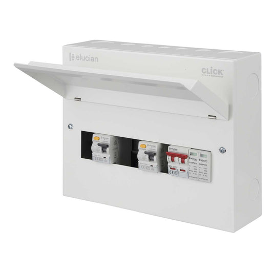 Scolmore Click Elucian 14 Way Dual 80A Type A RCD High Integrity Metal Clad Consumer Unit with SPD