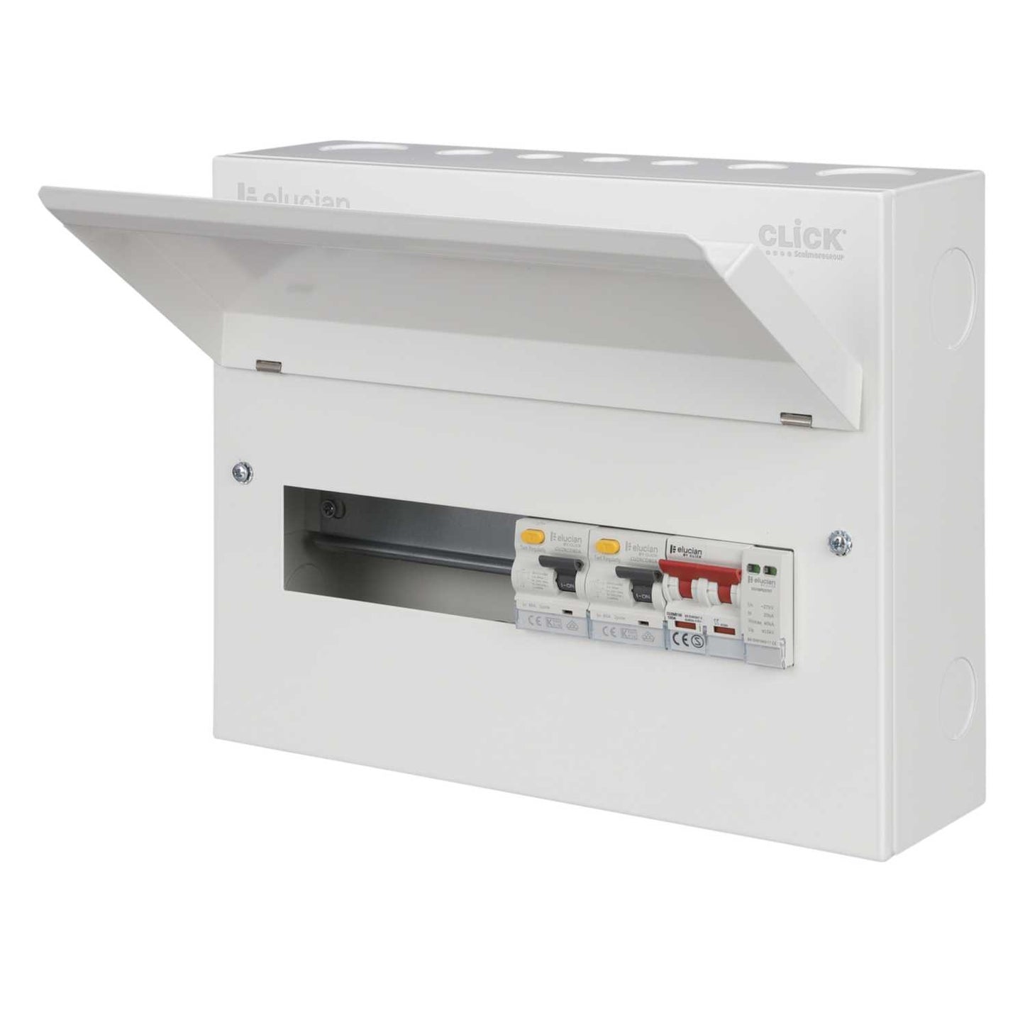 Scolmore Click Elucian 14 Way Dual 80A Type A RCD High Integrity Metal Clad Consumer Unit with SPD