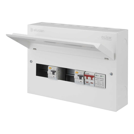 Scolmore Click Elucian 16 Way Dual 80A Type A RCD High Integrity Metal Clad Consumer Unit with SPD