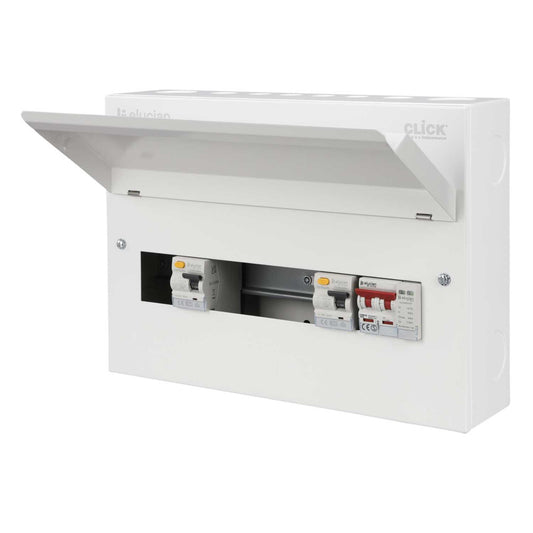 Scolmore Click Elucian 16 Way Dual 80A Type A RCD High Integrity Metal Clad Consumer Unit with SPD