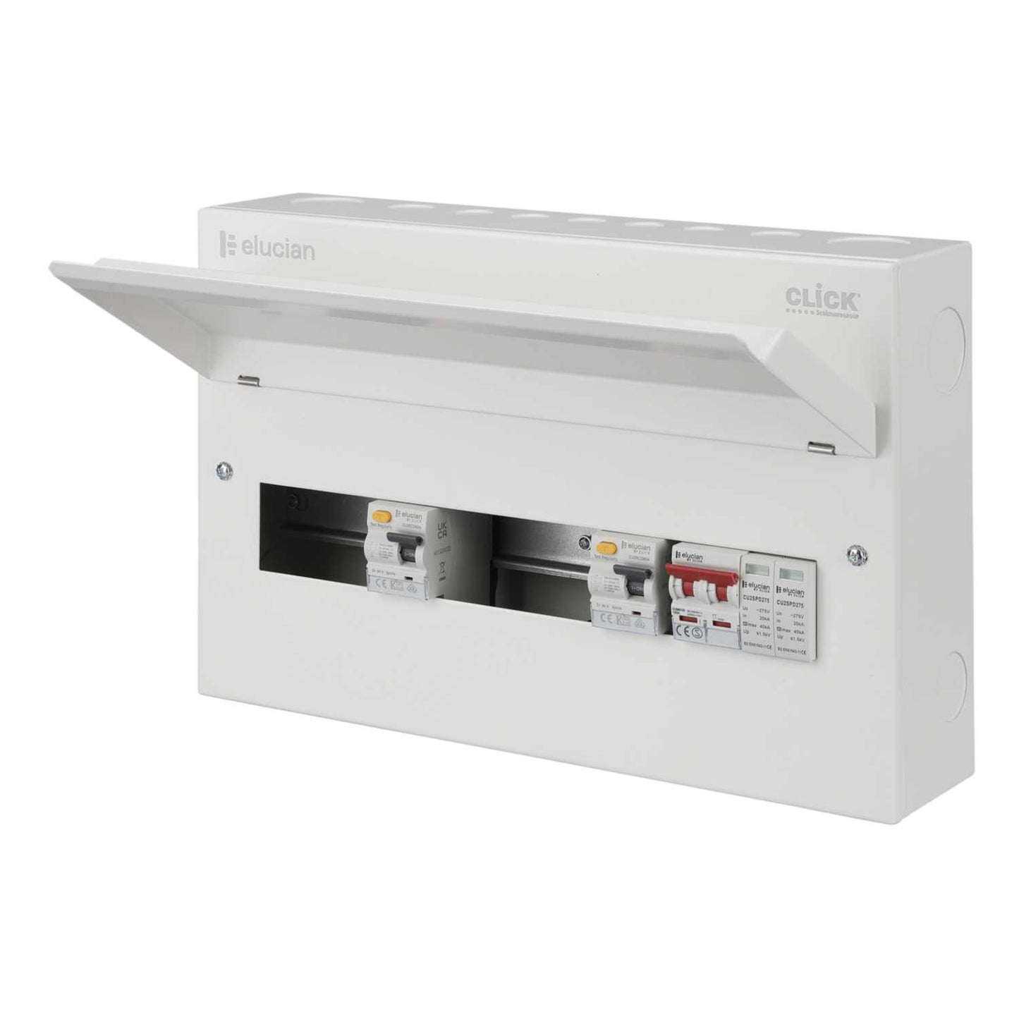 Scolmore Click Elucian 18 Way Dual 80A Type A RCD High Integrity Metal Clad Consumer Unit with SPD