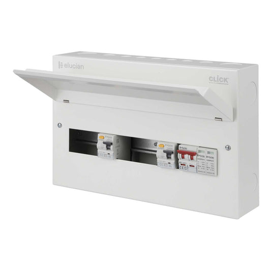 Scolmore Click Elucian 18 Way Dual 80A Type A RCD High Integrity Metal Clad Consumer Unit with SPD
