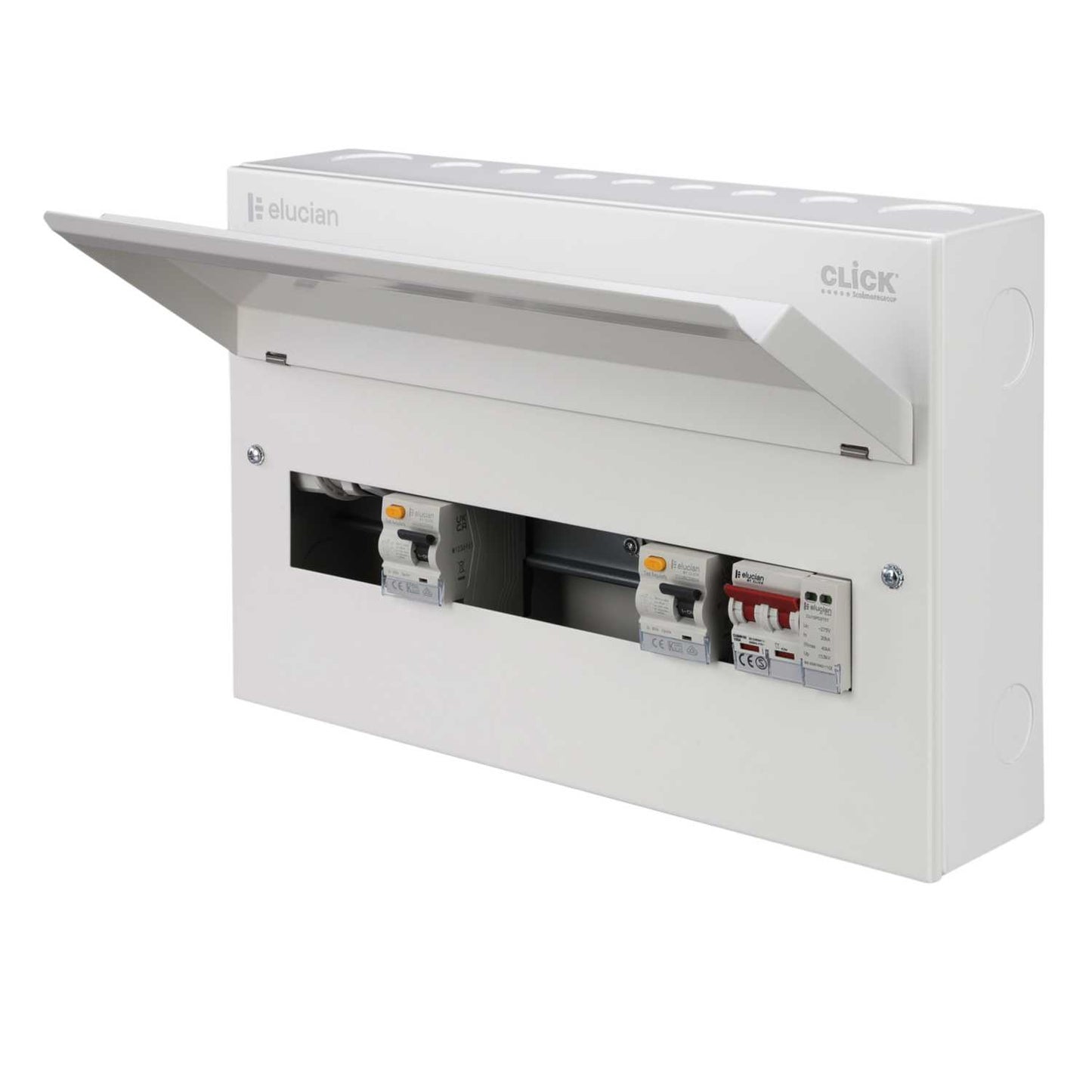 Scolmore Click Elucian 18 Way Dual 80A Type A RCD High Integrity Metal Clad Consumer Unit with SPD