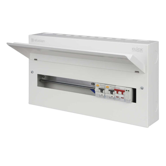 Scolmore Click Elucian 22 Way Dual 80A Type A RCD High Integrity Metal Clad Consumer Unit with SPD