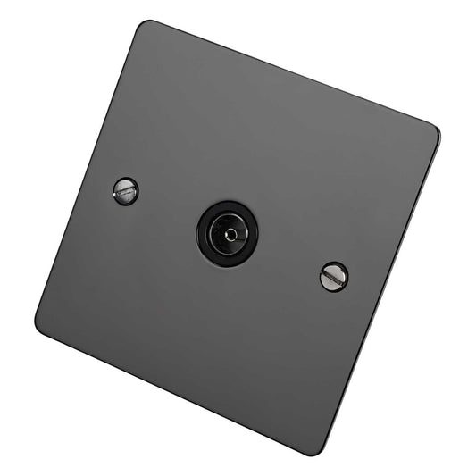 Scolmore Click Define 1 Gang Non Isolated Coaxial Socket Black Insert Black Nickel