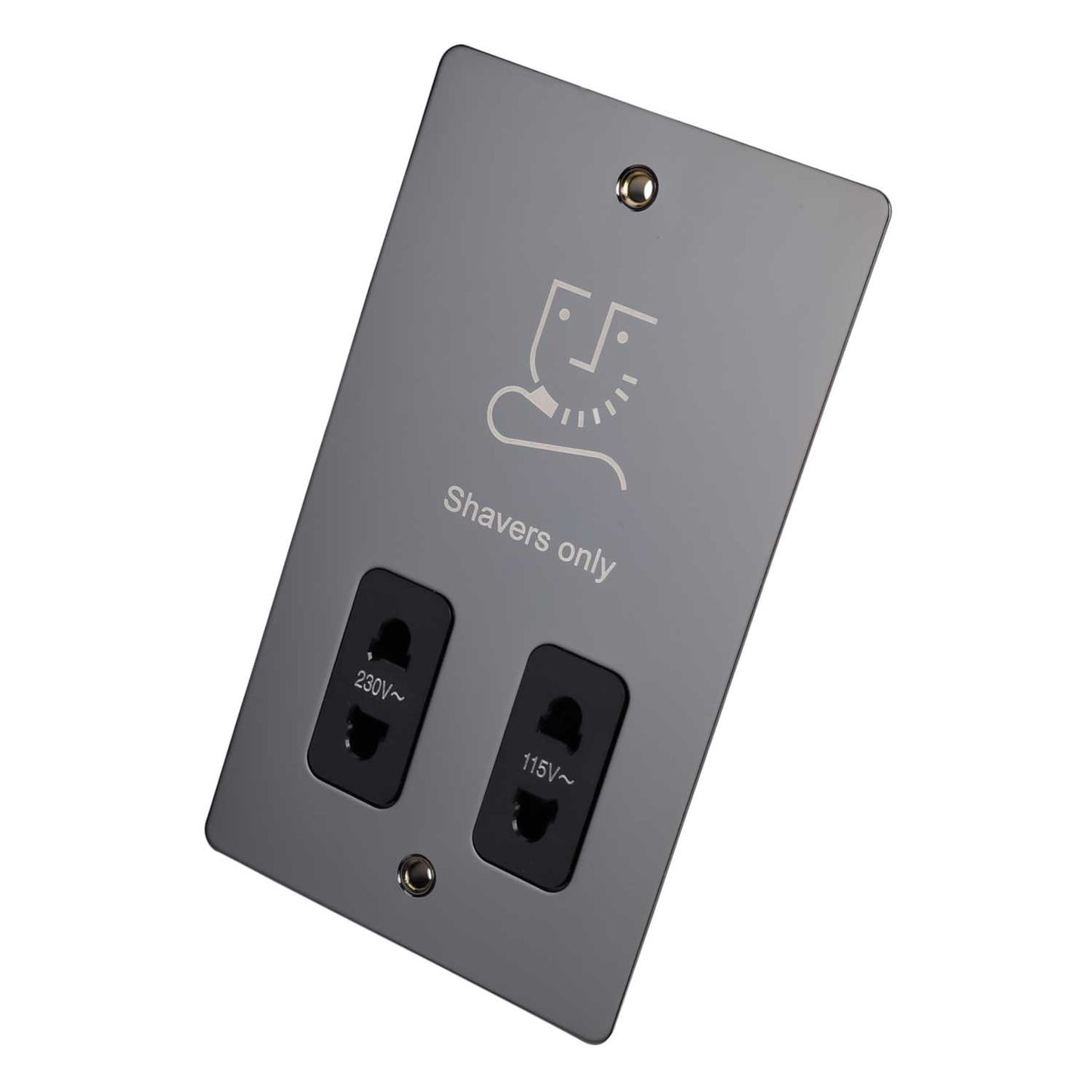 Scolmore Click Define Dual Voltage Shaver Socket Black Insert Black Nickel