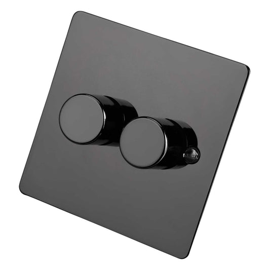 Scolmore Click Define 400W 2 Gang 2 Way Dimmer Switch Black Nickel