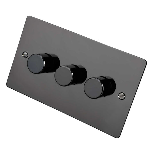 Scolmore Click Define 400W 3 Gang 2 Way Dimmer Switch Black Nickel