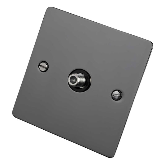 Scolmore Click Define 1 Gang Non Isolated Satellite Socket Black Insert Black Nickel