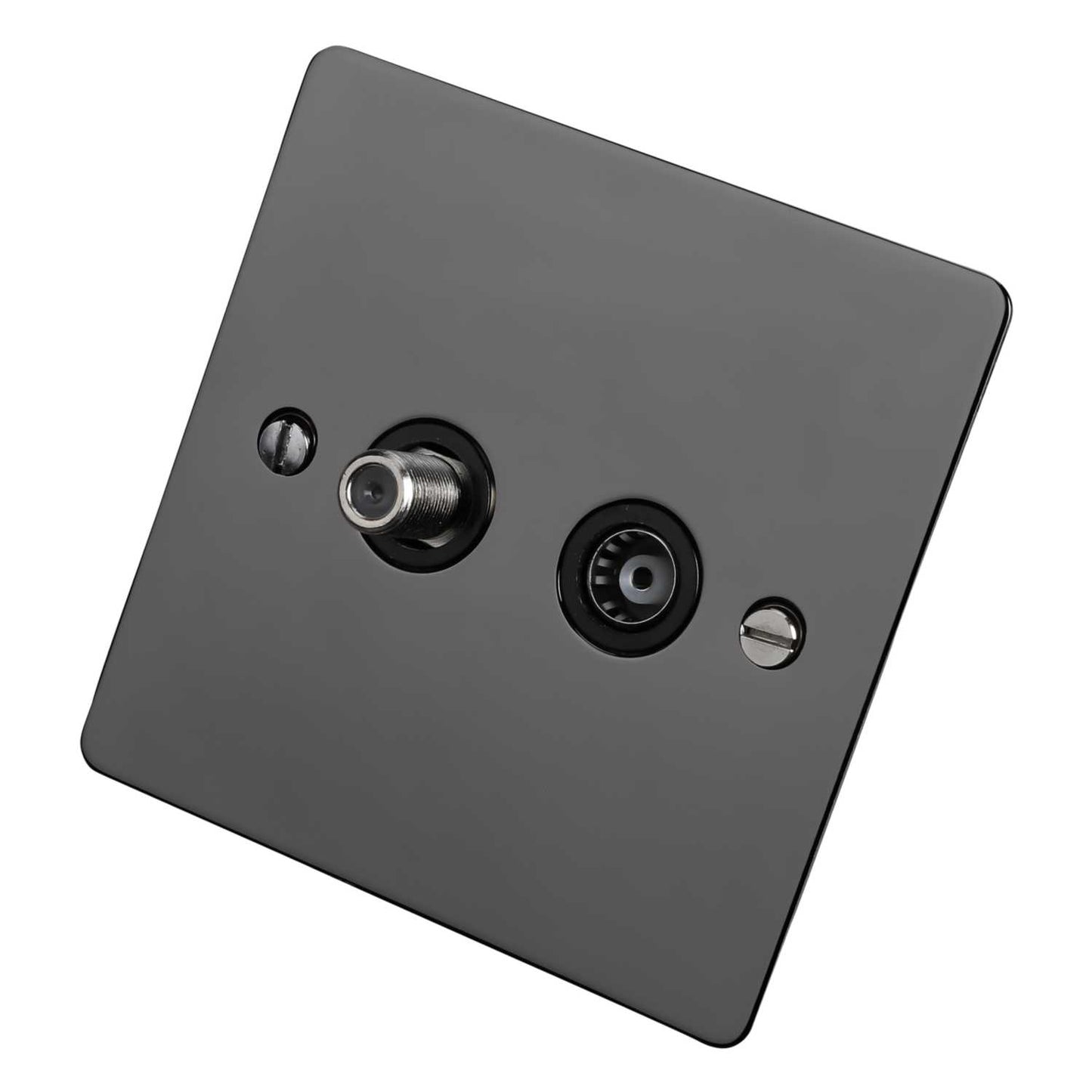 Scolmore Click Define 1 Gang Satellite and Coaxial Socket Black Insert Black Nickel