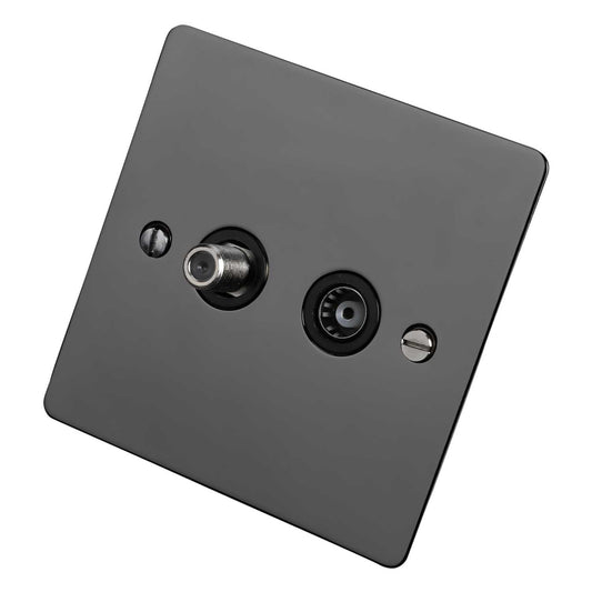 Scolmore Click Define 1 Gang Satellite and Coaxial Socket Black Insert Black Nickel