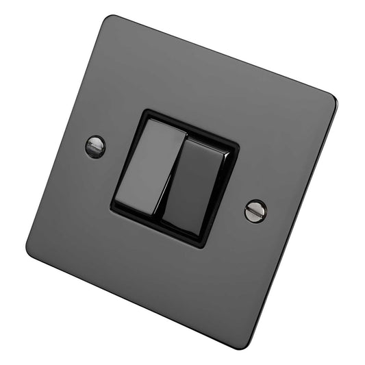 Scolmore Click Define 10A 2 Gang 2 Way Light Switch Black Insert Black Nickel