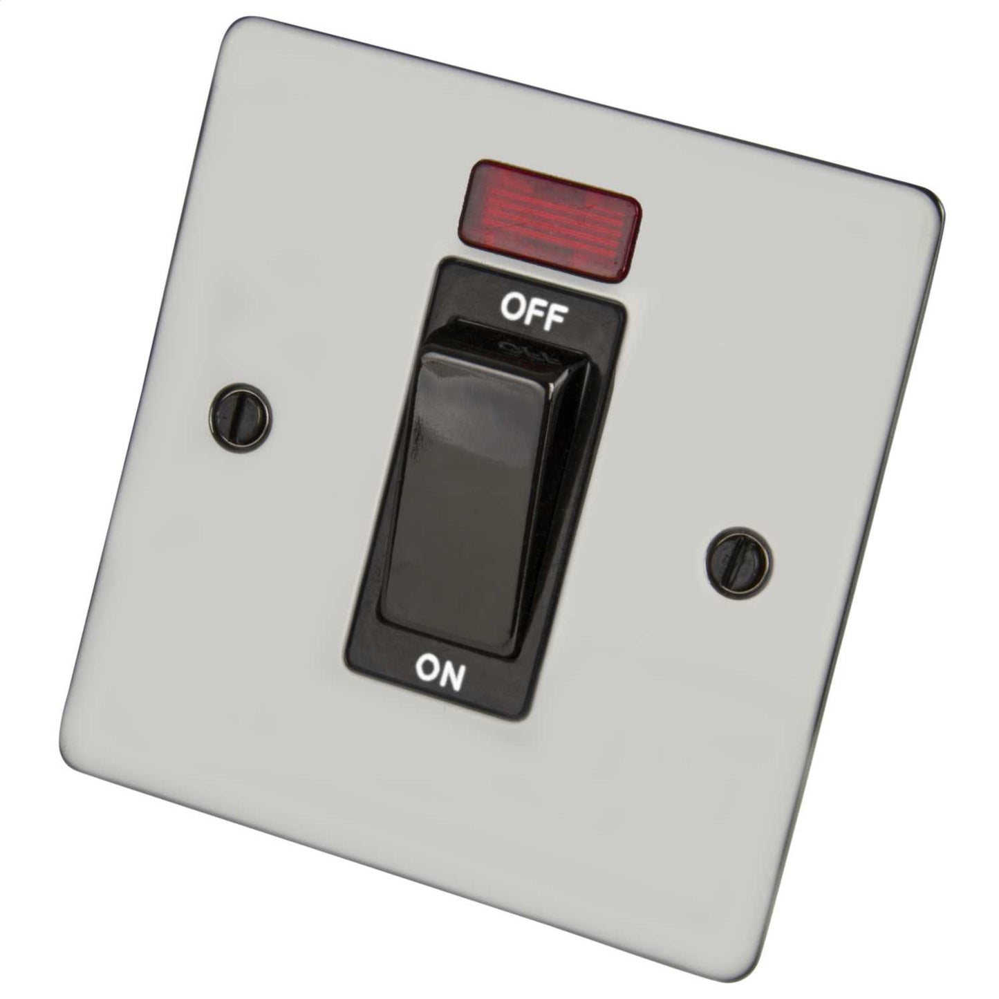 Scolmore Click Define 45A DP 1 Gang Switch with Neon Black Insert Black Nickel