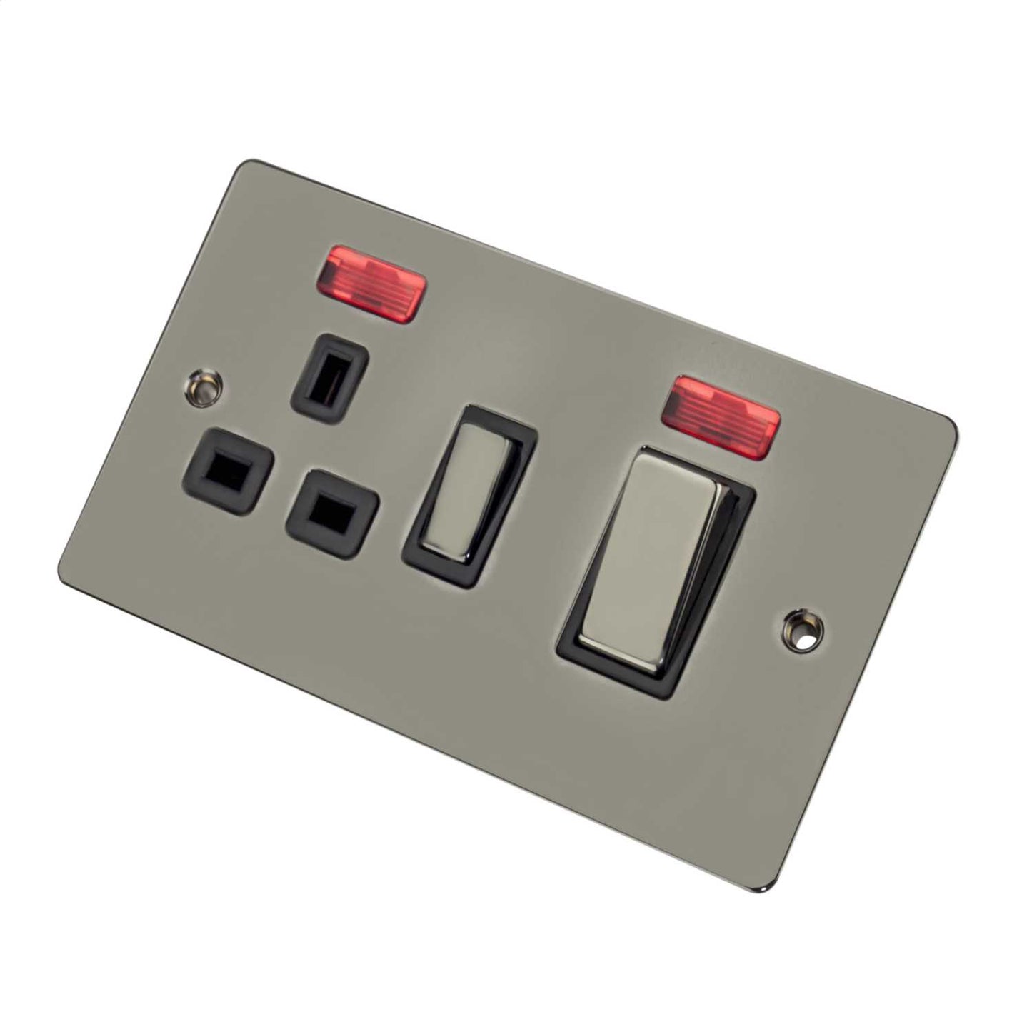 Scolmore Click Define 45A DP Cooker Control Unit with Neon Black Insert Black Nickel