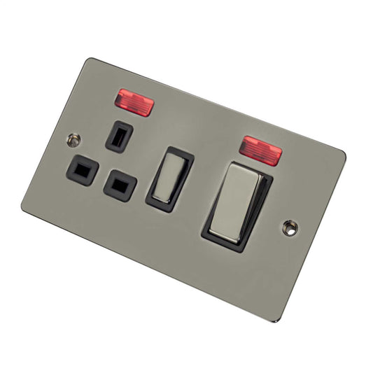 Scolmore Click Define 45A DP Cooker Control Unit with Neon Black Insert Black Nickel