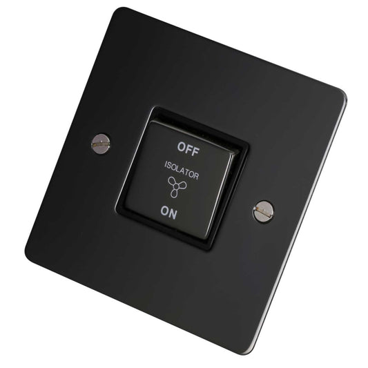 Scolmore Click Define 10A Triple Pole Fan Isolator Switch Black Insert Black Nickel