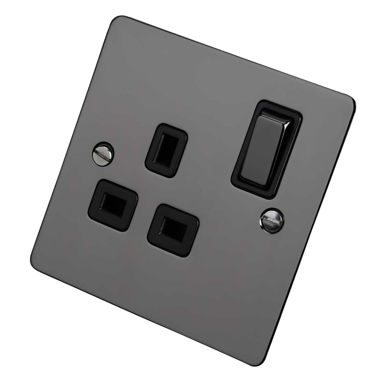Scolmore Click Define 13A DP 1 Gang Switched Socket Black Insert Black Nickel