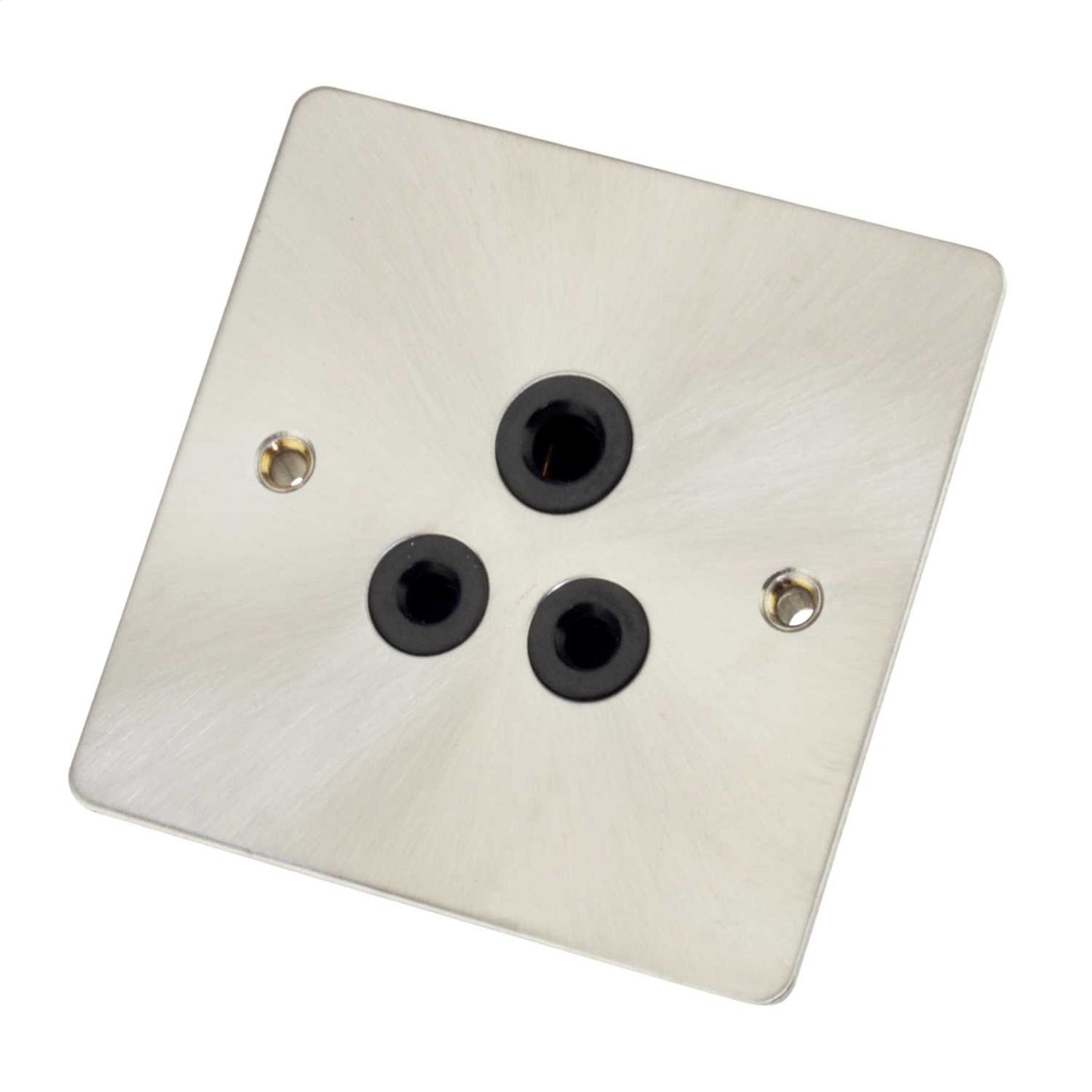 Scolmore Click Define 5A 1 Gang Unswitched Round Pin Socket Black Insert Brushed Steel
