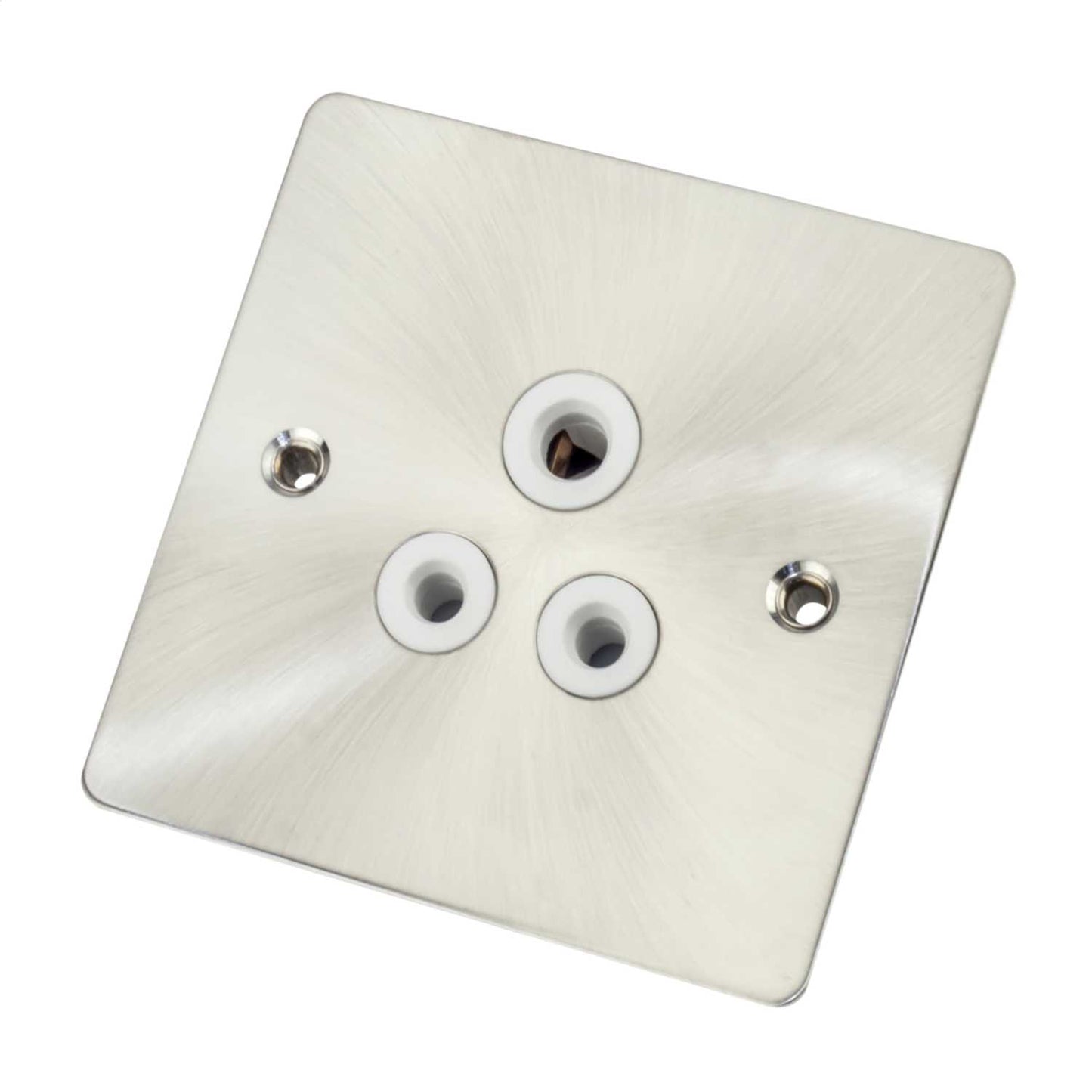 Scolmore Click Define 5A 1 Gang Unswitched Round Pin Socket White Insert Brushed Steel