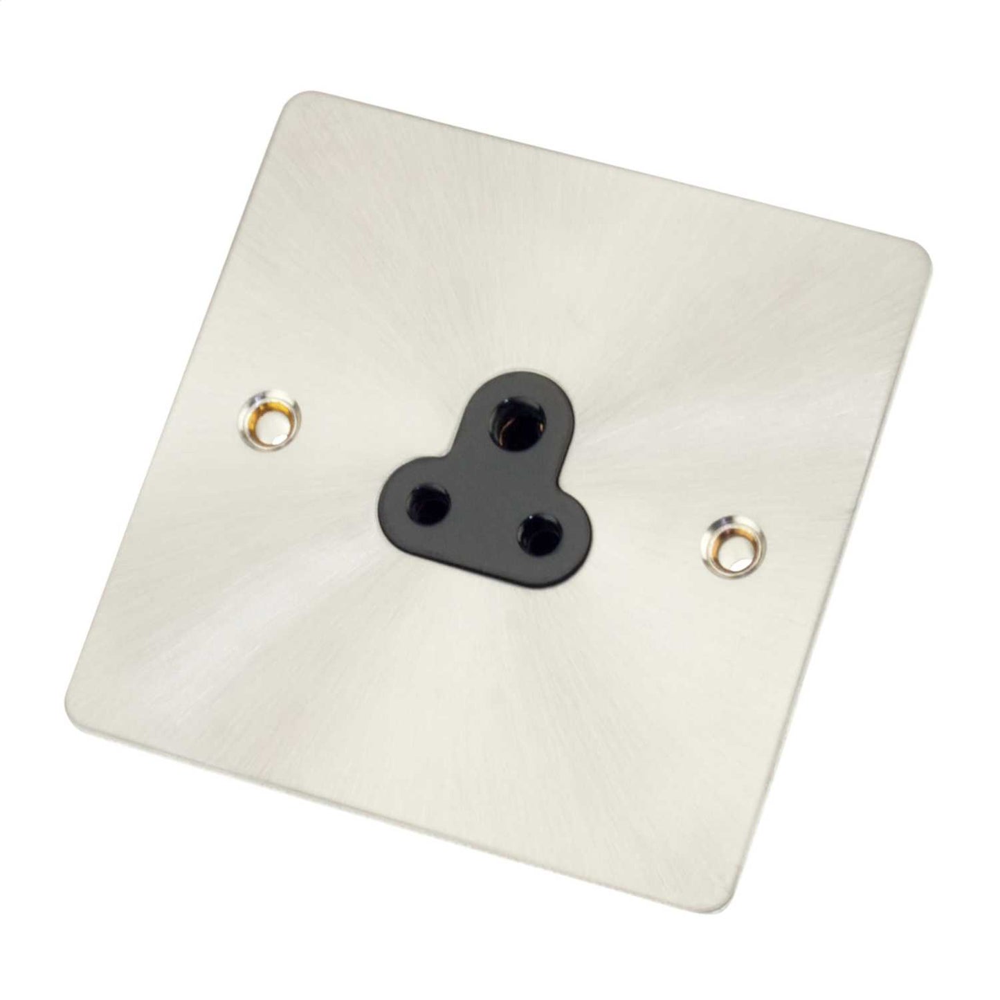 Scolmore Click Define 2A 1 Gang Unswitched Round Pin Socket Black Insert Brushed Steel