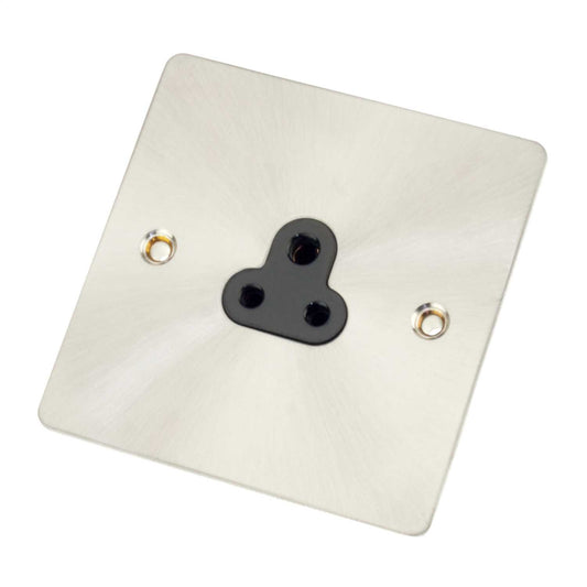 Scolmore Click Define 2A 1 Gang Unswitched Round Pin Socket Black Insert Brushed Steel