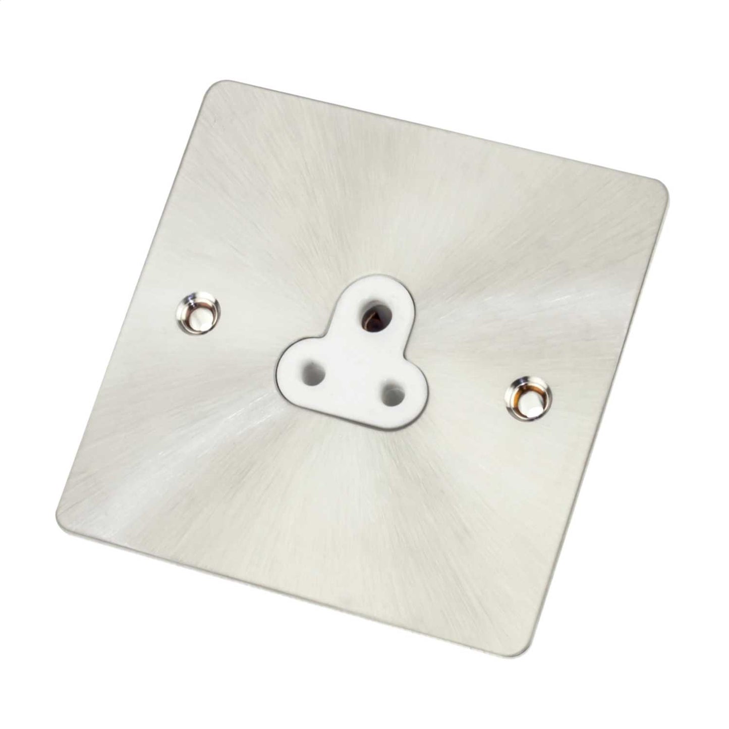 Scolmore Click Define 2A 1 Gang Unswitched Round Pin Socket White Insert Brushed Steel