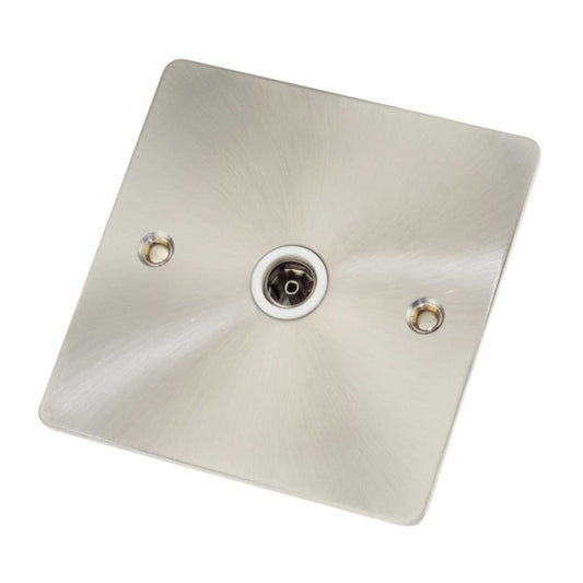 Scolmore Click Define 1 Gang Non Isolated Coaxial Socket White Insert Brushed Steel