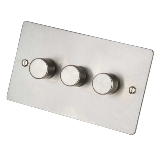 Scolmore Click Define 400W 3 Gang 2 Way Dimmer Switch Brushed Steel