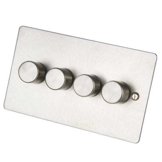 Scolmore Click Define 400W 4 Gang 2 Way Dimmer Switch Brushed Steel