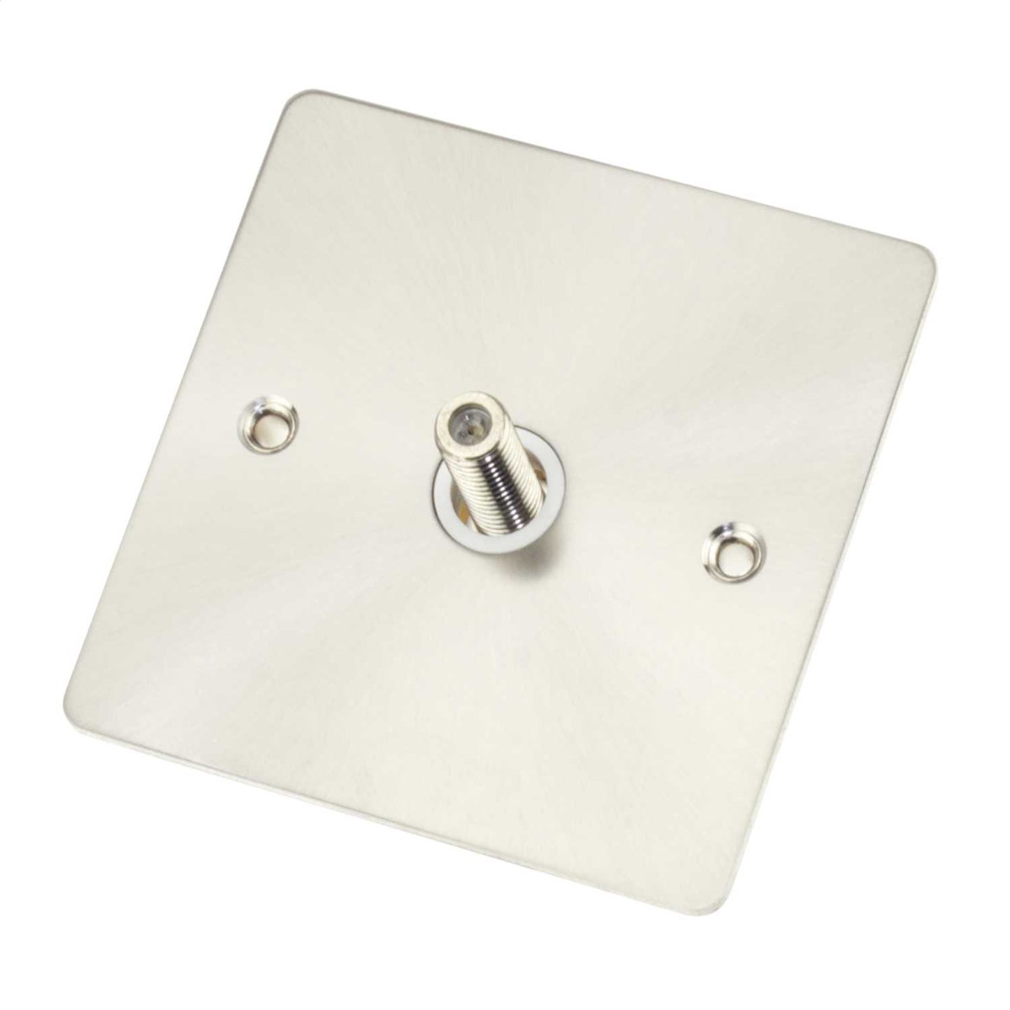 Scolmore Click Define 1 Gang Non Isolated Satellite Socket White Insert Brushed Steel