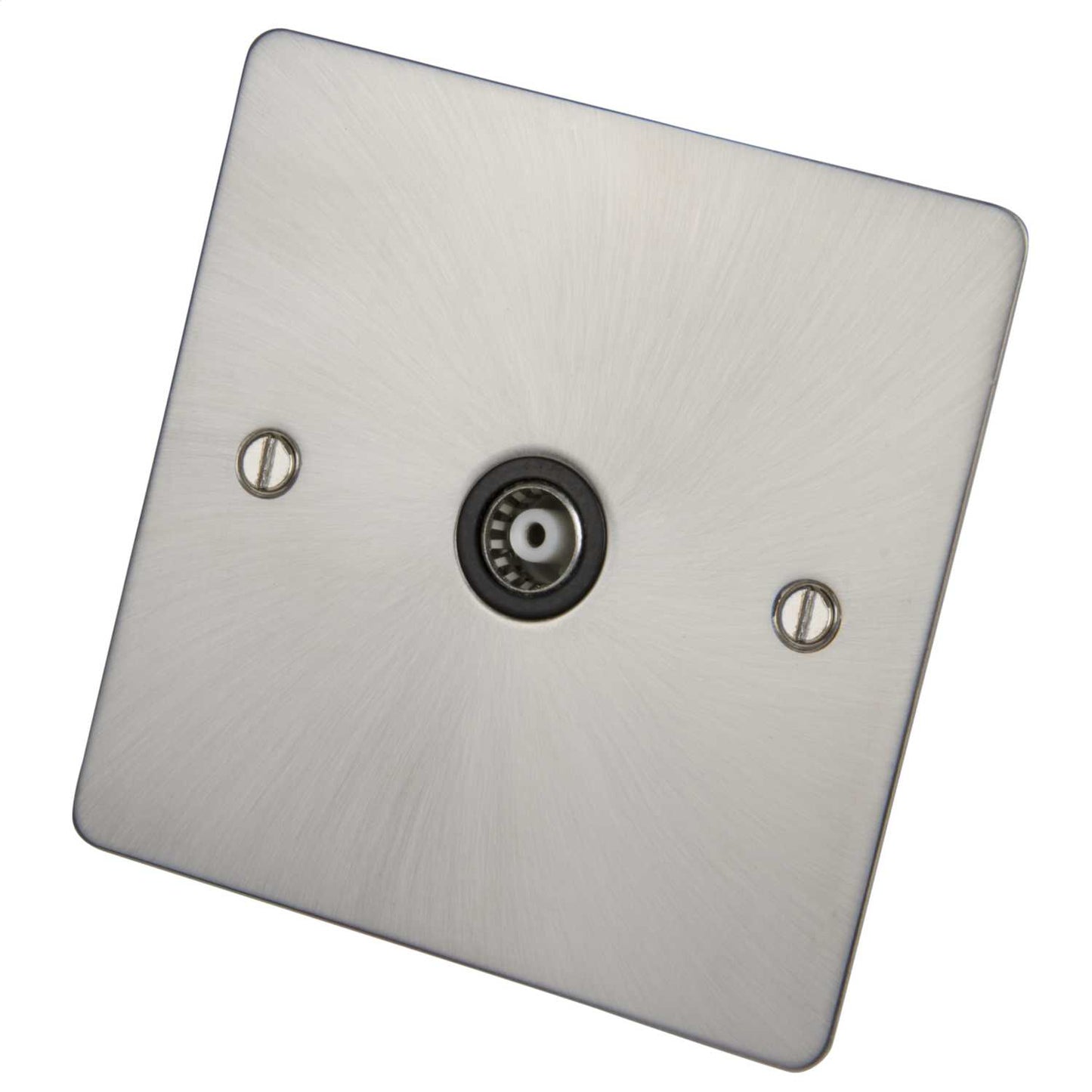 Scolmore Click Define 1 Gang Isolated Coaxial Socket Black Insert Brushed Steel