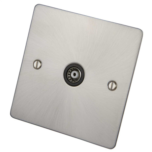 Scolmore Click Define 1 Gang Isolated Coaxial Socket Black Insert Brushed Steel
