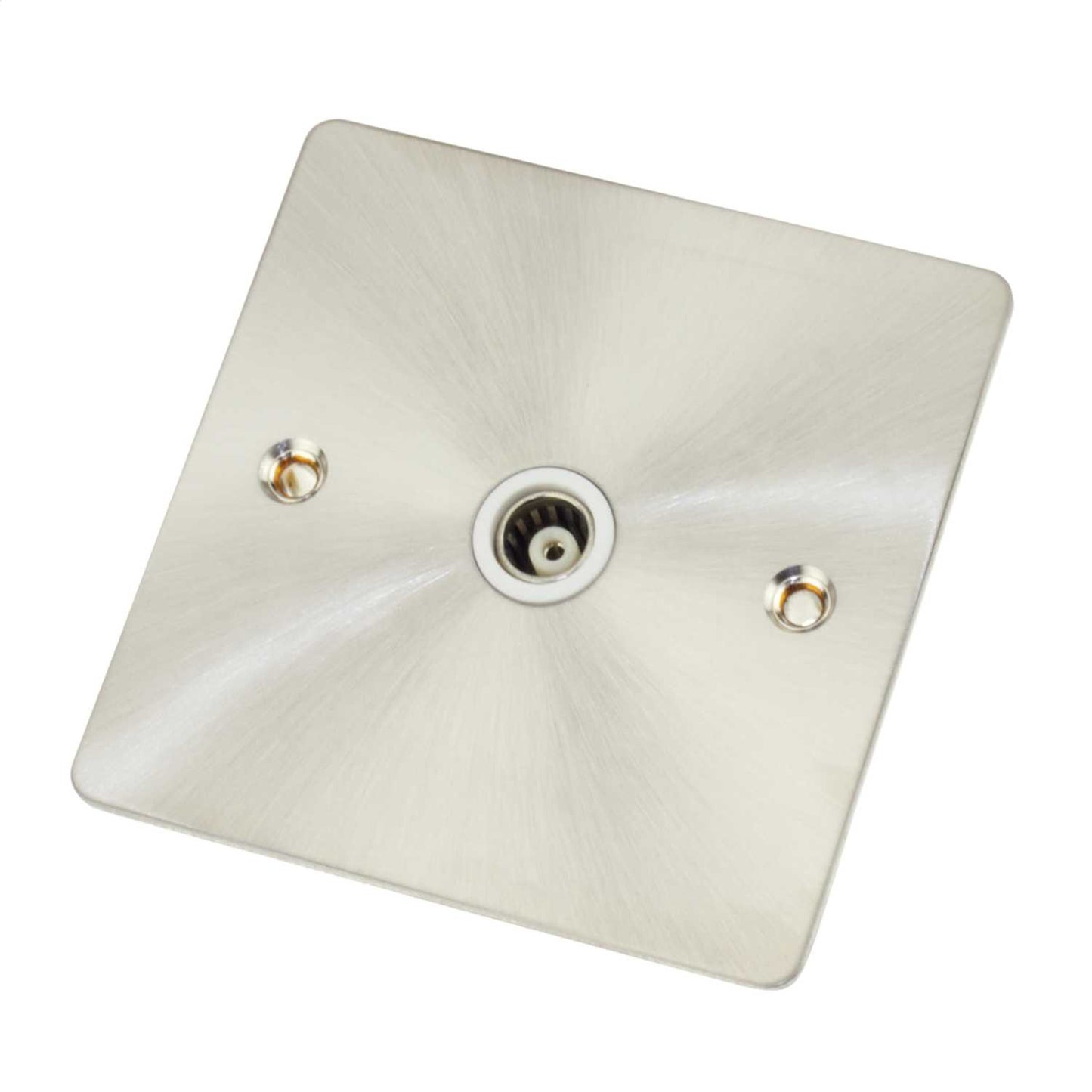 Scolmore Click Define 1 Gang Isolated Coaxial Socket White Insert Brushed Steel