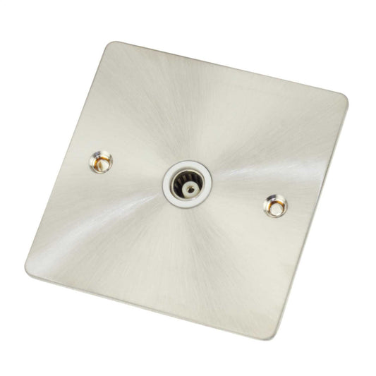 Scolmore Click Define 1 Gang Isolated Coaxial Socket White Insert Brushed Steel