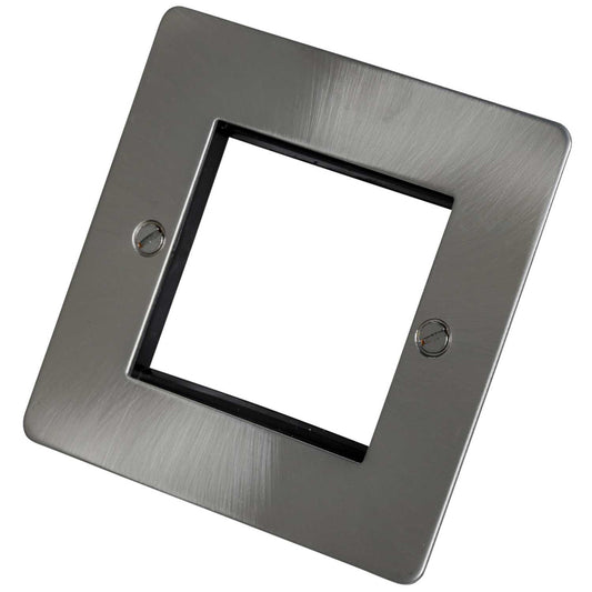Scolmore Click Define 1 Gang 2 Euro Module Front Plate Brushed Steel