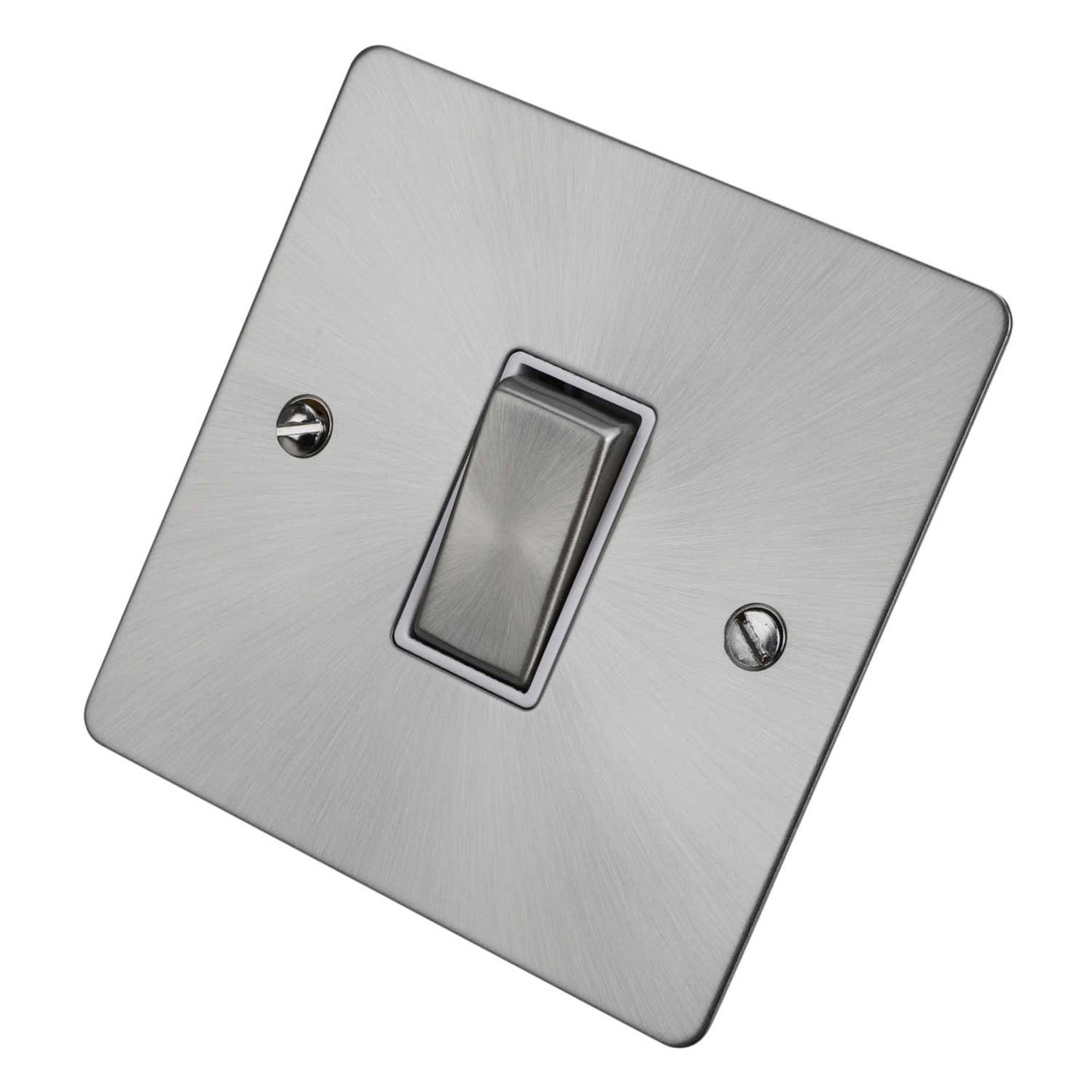 Scolmore Click Define 10A 1 Gang 2 Way Light Switch White Insert Brushed Steel