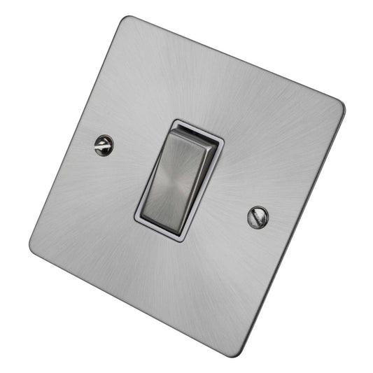 Scolmore Click Define 10A 1 Gang 2 Way Light Switch White Insert Brushed Steel