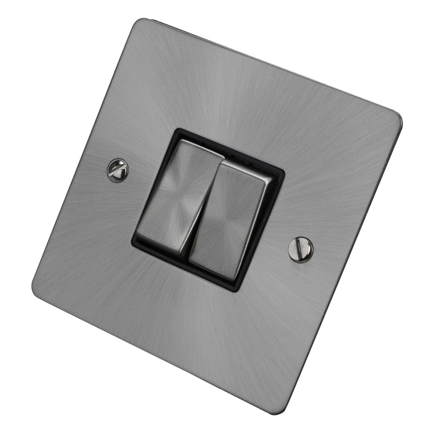 Scolmore Click Define 10A 2 Gang 2 Way Light Switch Black Insert Brushed Steel