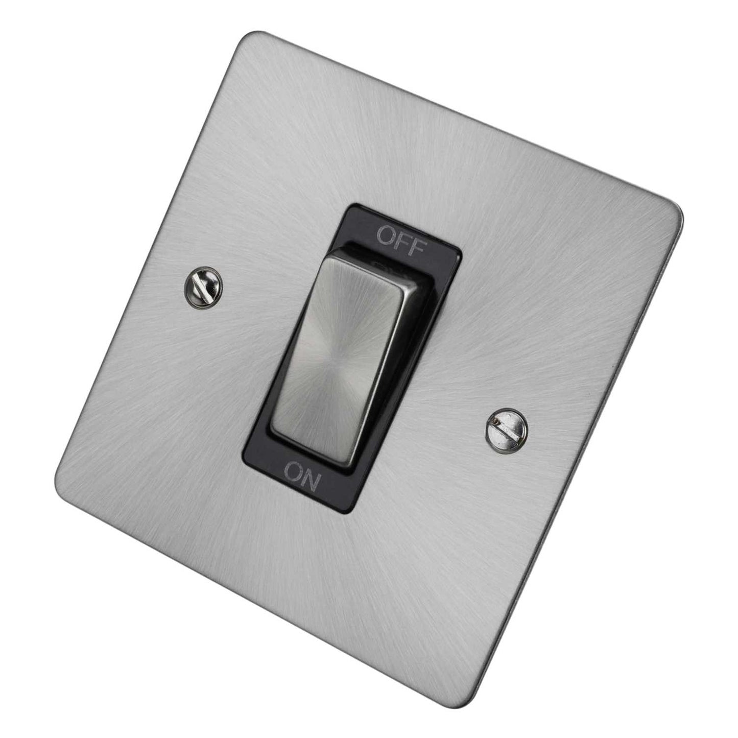 Scolmore Click Define 45A DP 1 Gang Switch Black Insert Brushed Steel
