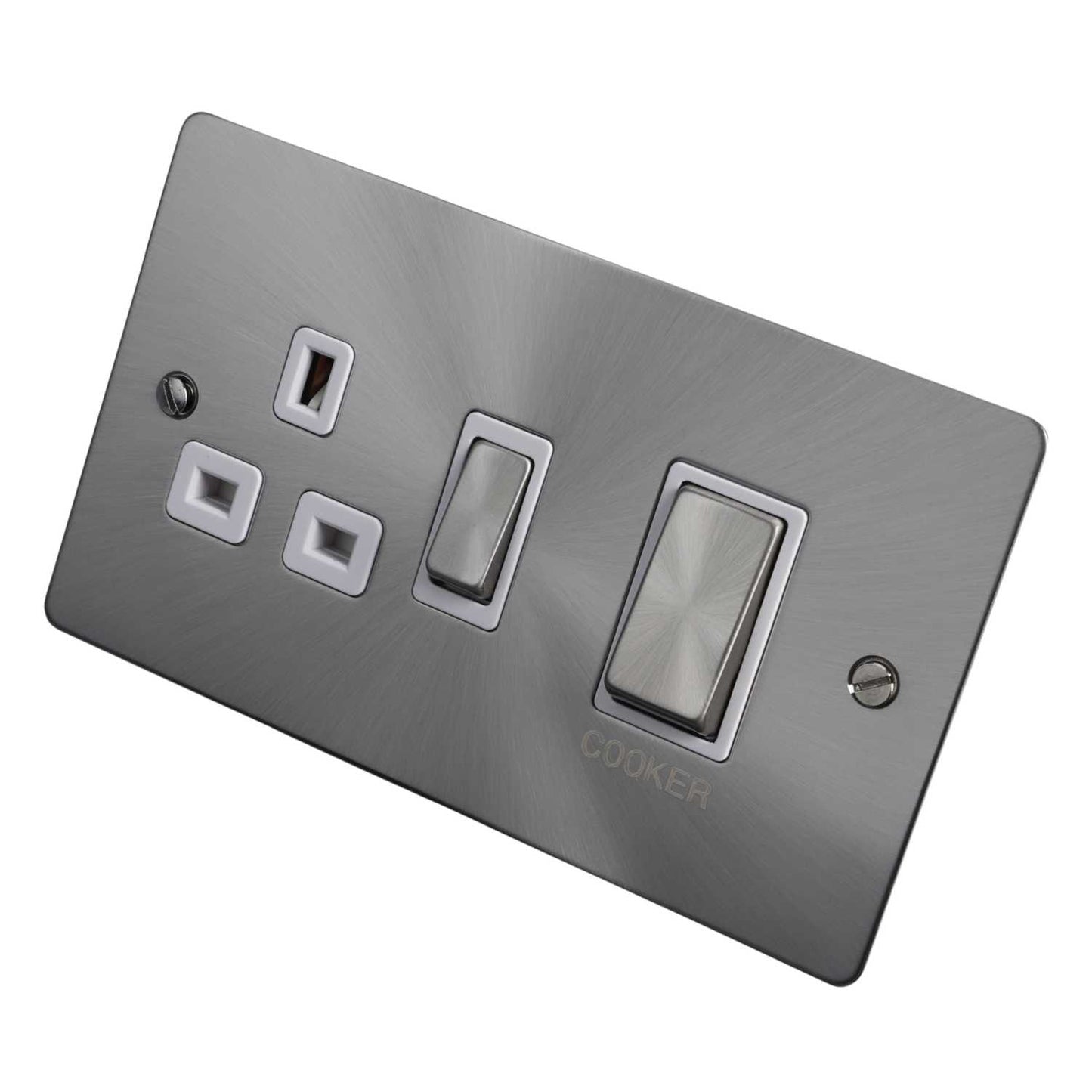 Scolmore Click Define 45A Cooker Control Unit White Insert Brushed Steel